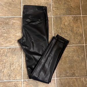Black faux leather leggings